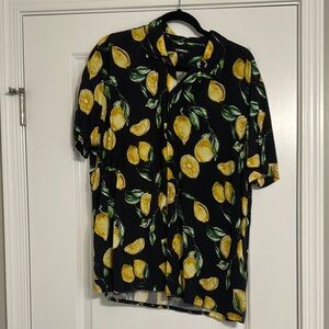 Lemon Print Black Shirt Men’s